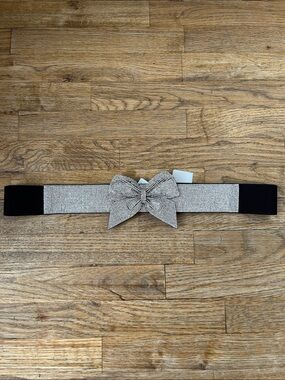 Rhinestone Bow Black Stretch Belt, Plus Size Belt